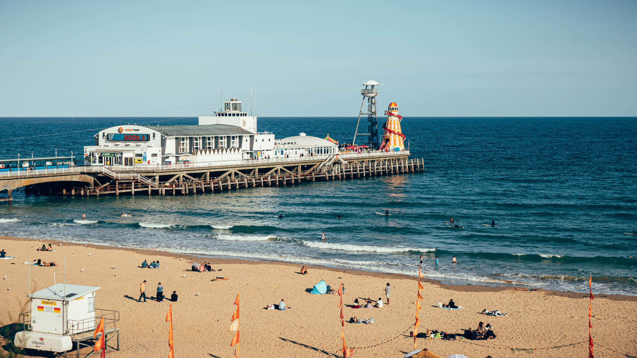 Bournemouth Beach and Pier, popular destination for hen party activities.